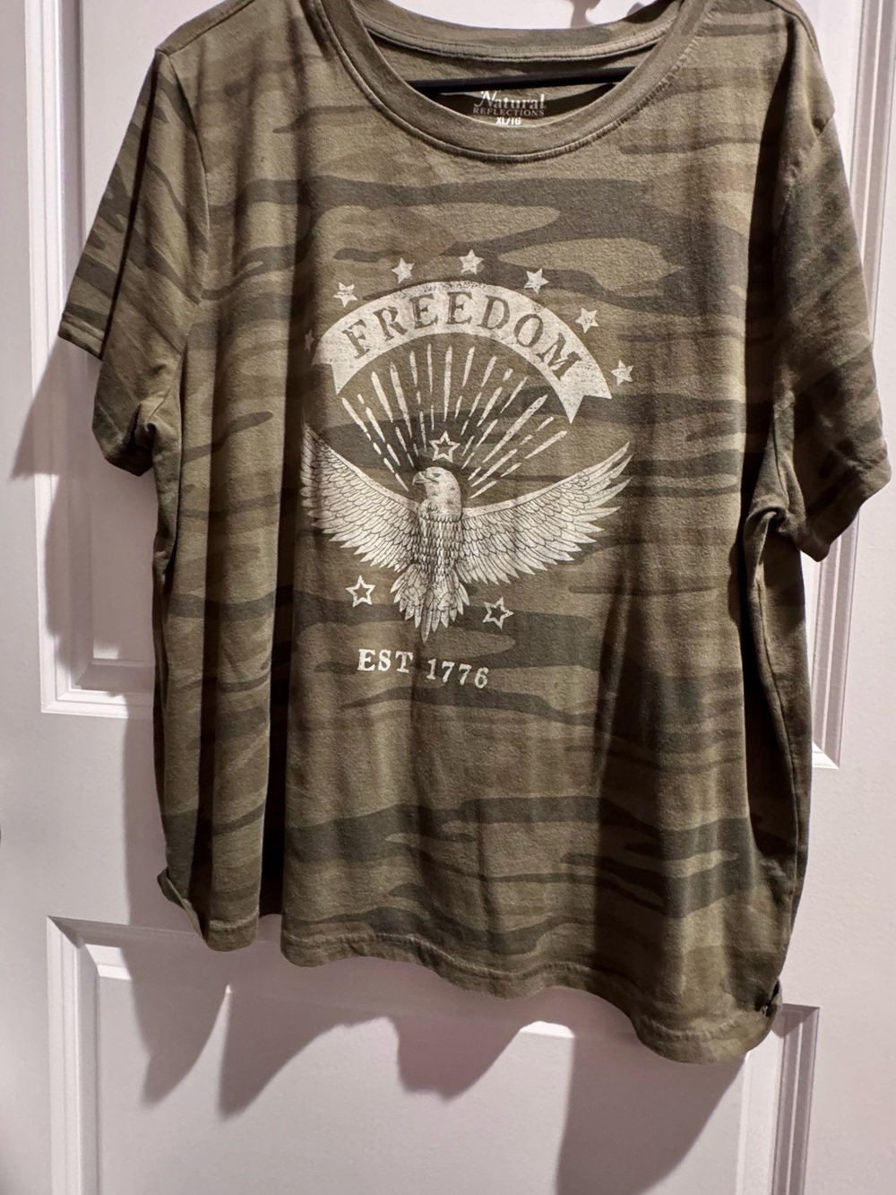 Natural Reflections Olive Green Camo "Freedom" Graphic Tee